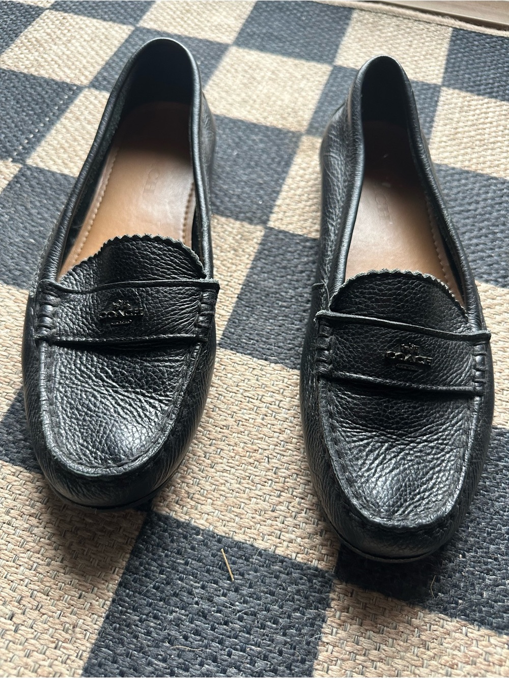 Coach Black Pebbled Leather Penny Loafers!! Great condition! :)